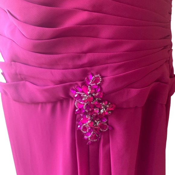 Merrily Chiffon Bridesmaid Gown Women's Sleeveless V Neck Size 14 - Picture 3 of 9